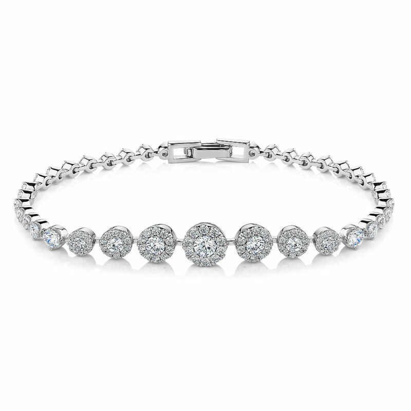 Celeste Round Brilliant bracelet with 3.85 carats* of diamond simulants in sterling silver