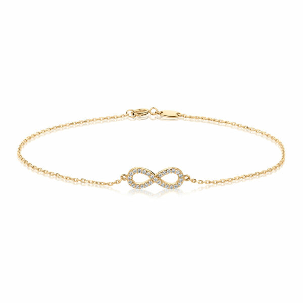Bracelet with diamond simulants in 10 carat yellow gold