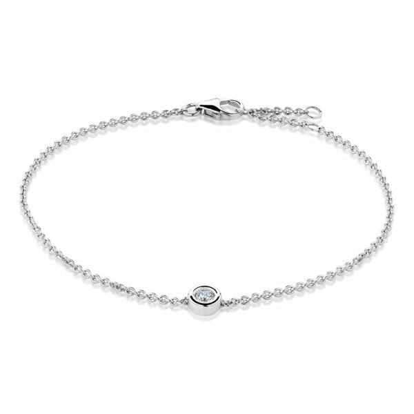 Premium Lab-Grown Diamond, 0.10 carat round brilliant solitaire bracelet in 10 carat white gold