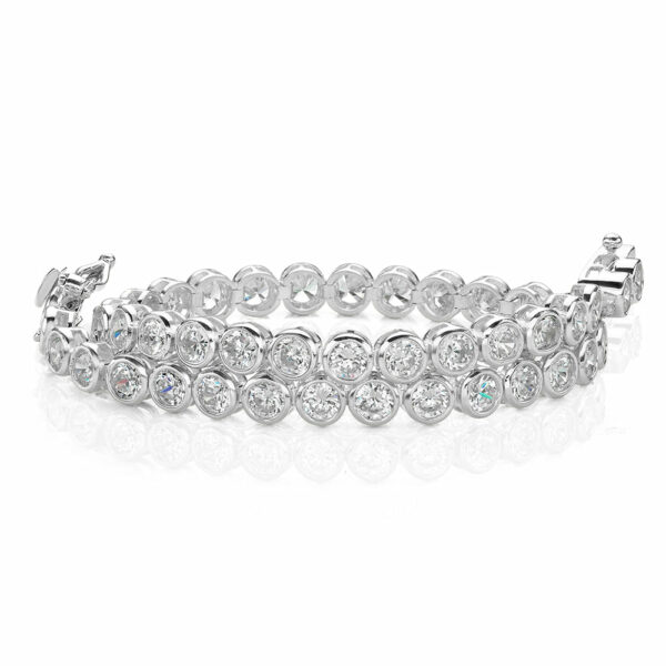Round Brilliant tennis bracelet with 5.28 carats* of diamond simulants in 10 carat white gold