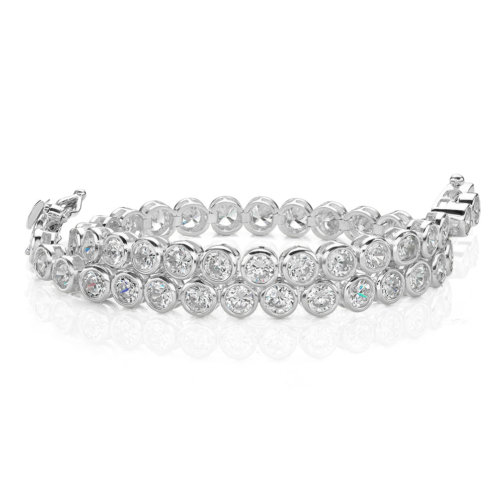 Round Brilliant tennis bracelet with 5.28 carats* of diamond simulants in 10 carat white gold