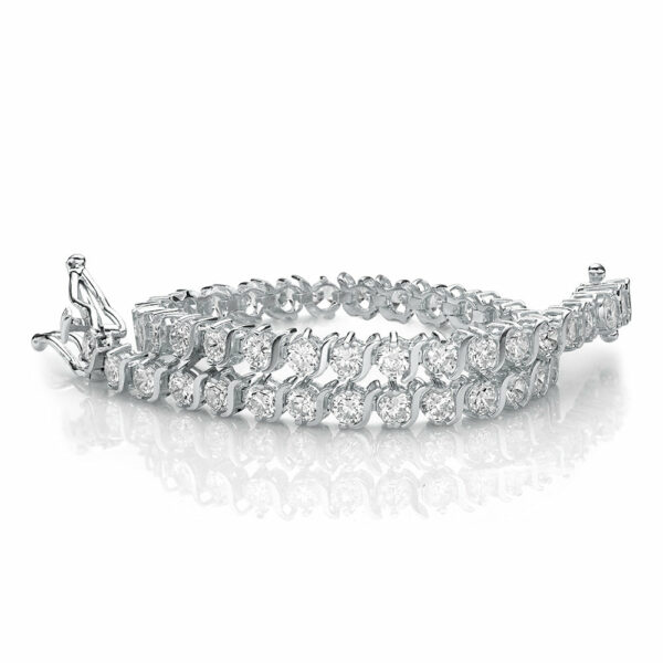 Round Brilliant tennis bracelet with 5.28 carats* of diamond simulants in 10 carat white gold