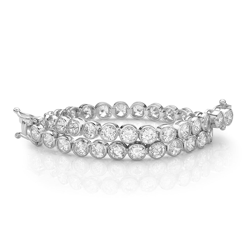 Round Brilliant tennis bracelet with 9.25 carats* of diamond simulants in 10 carat white gold