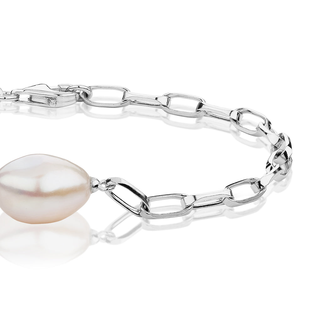 Cultured freshwater pearl bracelet in sterling silver - Image 2