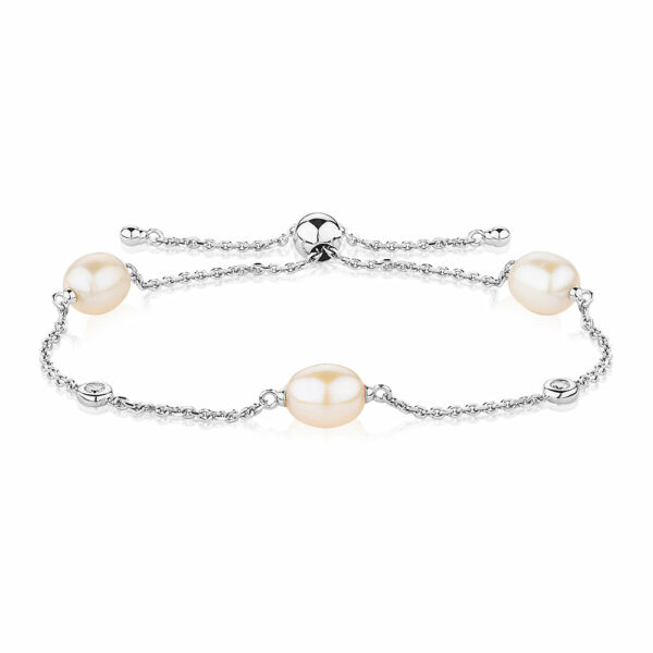 Cultured freshwater pearl slider bracelet in sterling silver