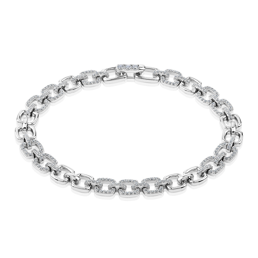 Statement bracelet with 1.40 carats* of diamond simulants in sterling silver
