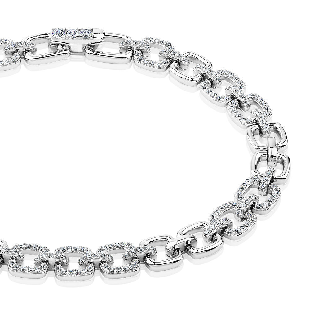 Statement bracelet with 1.40 carats* of diamond simulants in sterling silver - Image 2