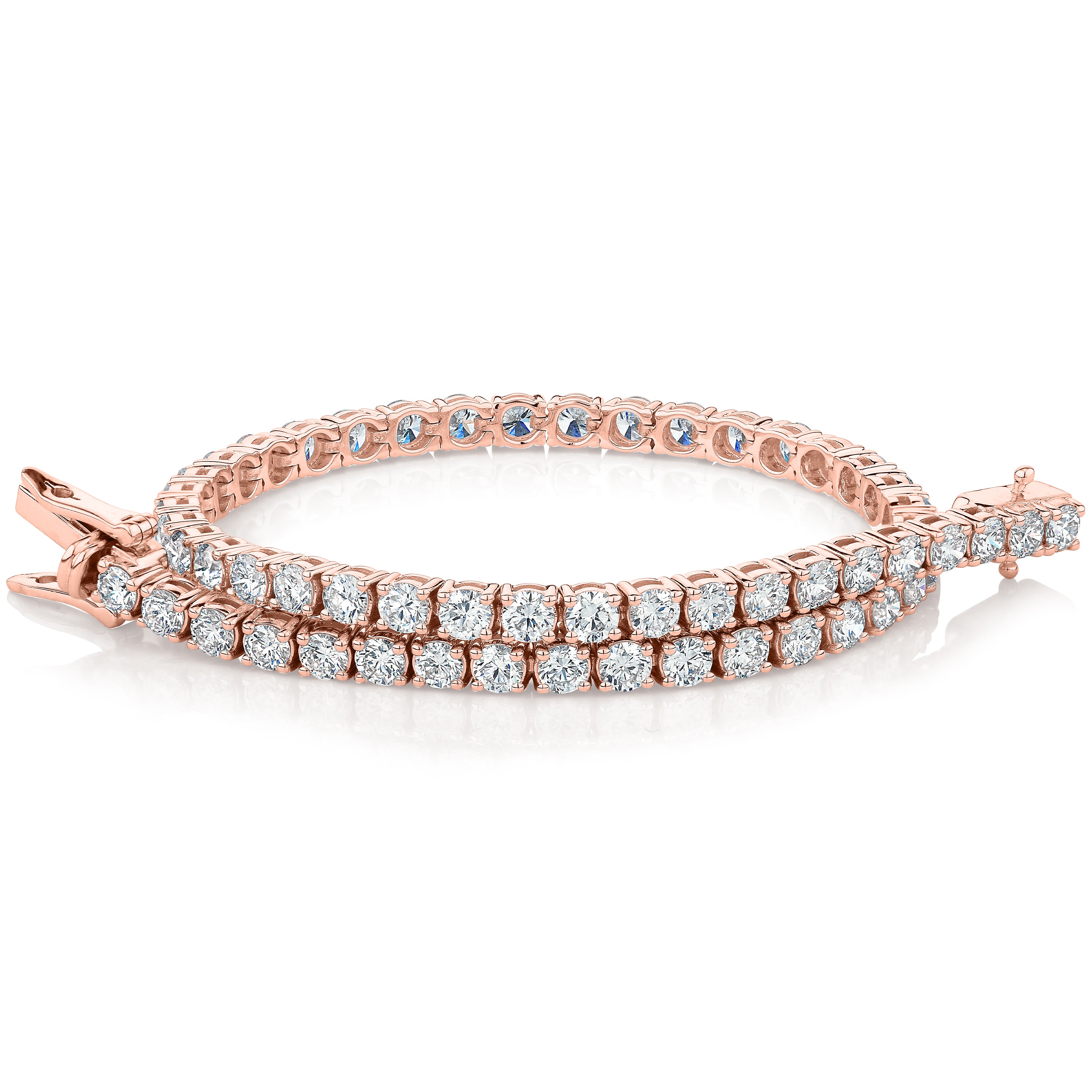 Premium Lab-Grown Diamond, 5 carat TW round brilliant tennis bracelet in 14 carat rose gold