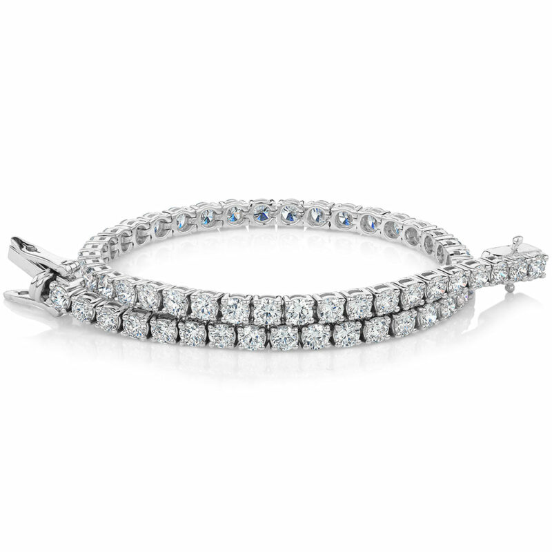 Premium Lab-Grown Diamond, 5 carat TW round brilliant tennis bracelet in 14 carat white gold