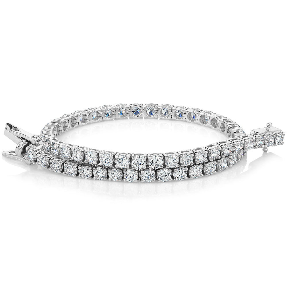Premium Lab-Grown Diamond, 5 carat TW round brilliant tennis bracelet in 18 carat white gold