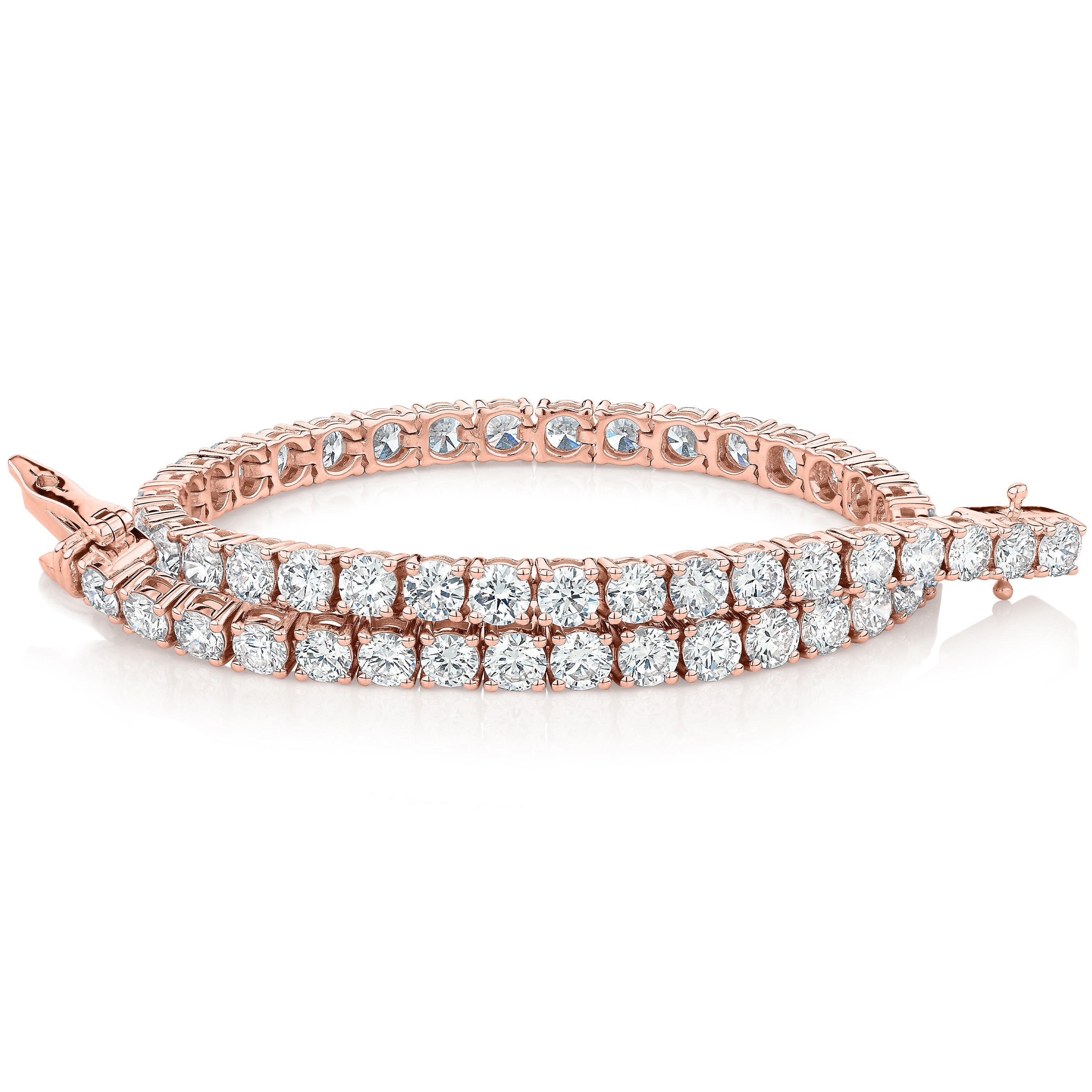 Premium Lab-Grown Diamond, 7 carat TW round brilliant tennis bracelet in 10 carat rose gold
