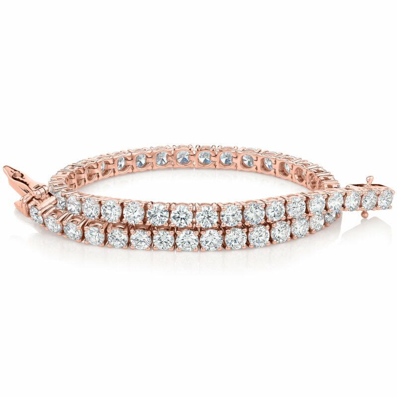 Premium Lab-Grown Diamond, 7 carat TW round brilliant tennis bracelet in 14 carat rose gold