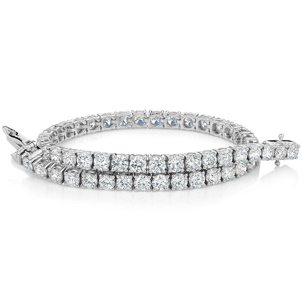Premium Lab-Grown Diamond, 7 carat TW round brilliant tennis bracelet in 10 carat white gold