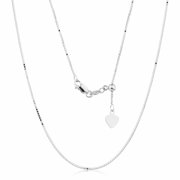 55CM adjustable box chain in 10 carat white gold