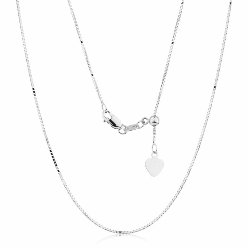 55CM adjustable box chain in 10 carat white gold