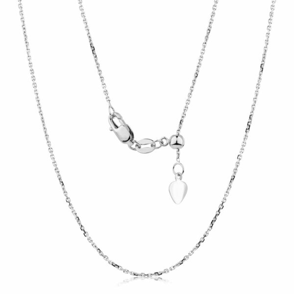 55CM adjustable cable chain in 10 carat white gold
