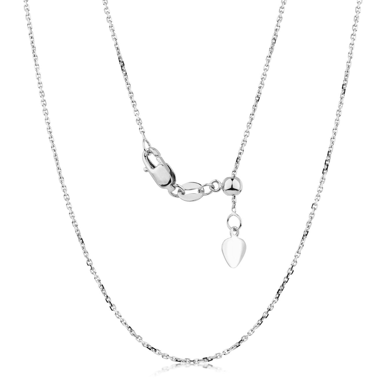 55CM adjustable cable chain in 10 carat white gold