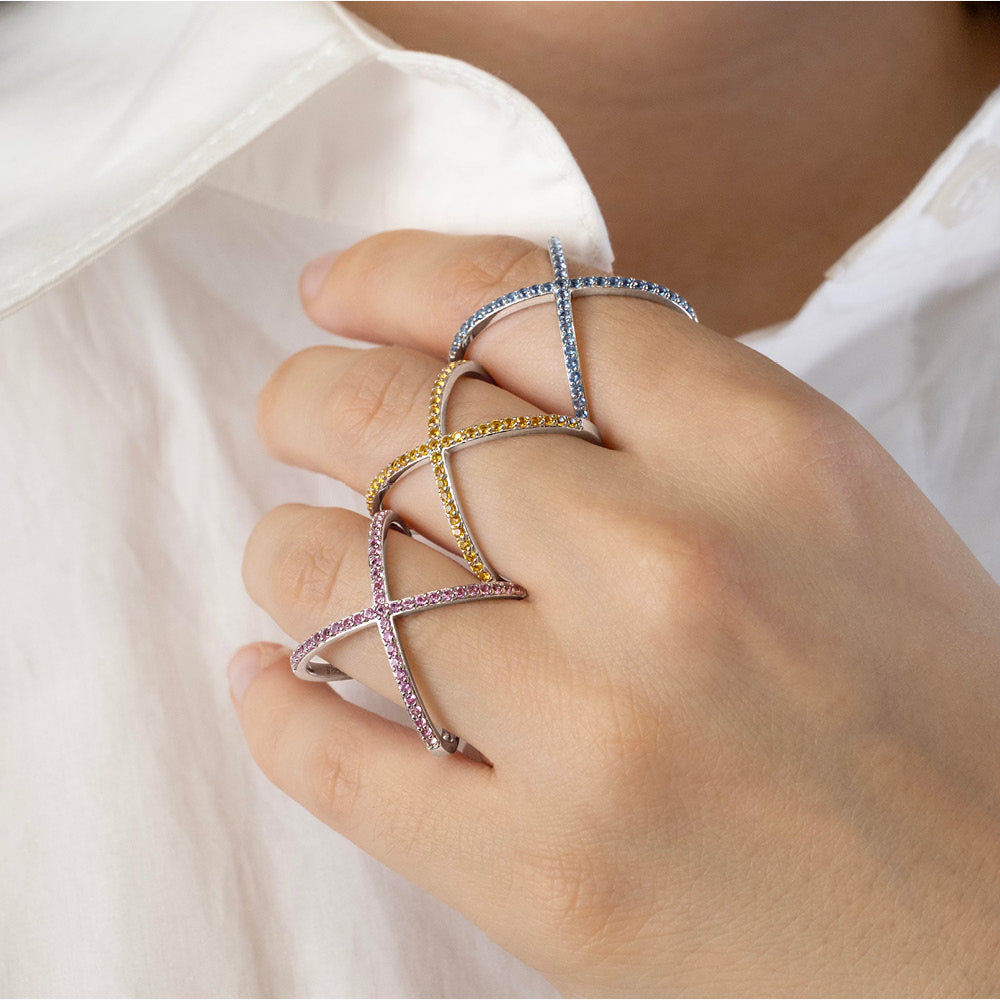 Dress ring with 0.45 carats* of diamond simulants in sterling silver - Image 3