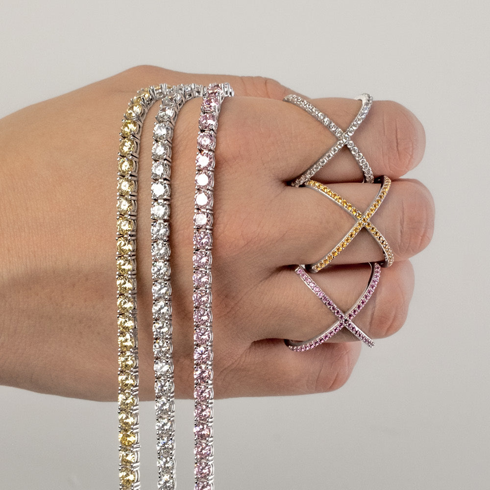 Dress ring with 0.45 carats* of diamond simulants in sterling silver - Image 4