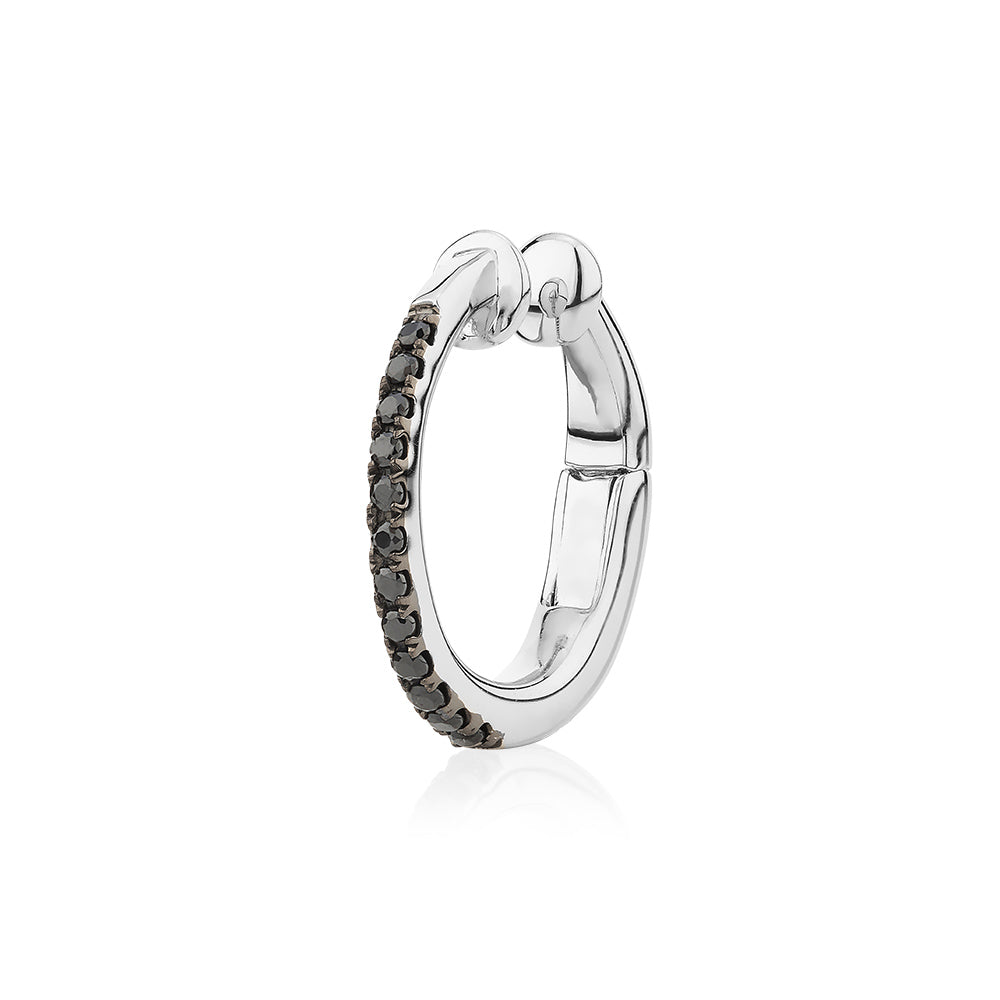 Single earring cuff with diamond simulants in 10 carat white gold and sterling silver