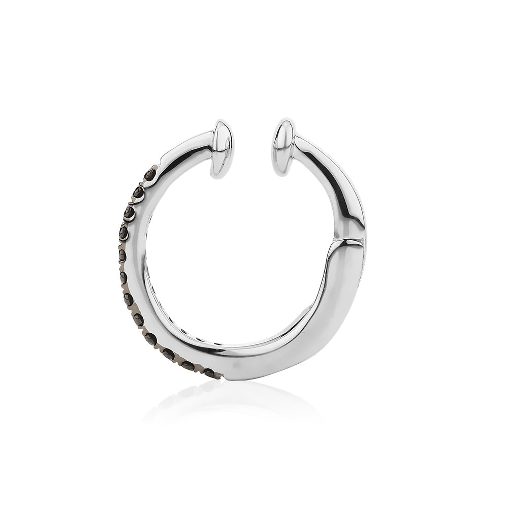 Single earring cuff with diamond simulants in 10 carat white gold and sterling silver - Image 3