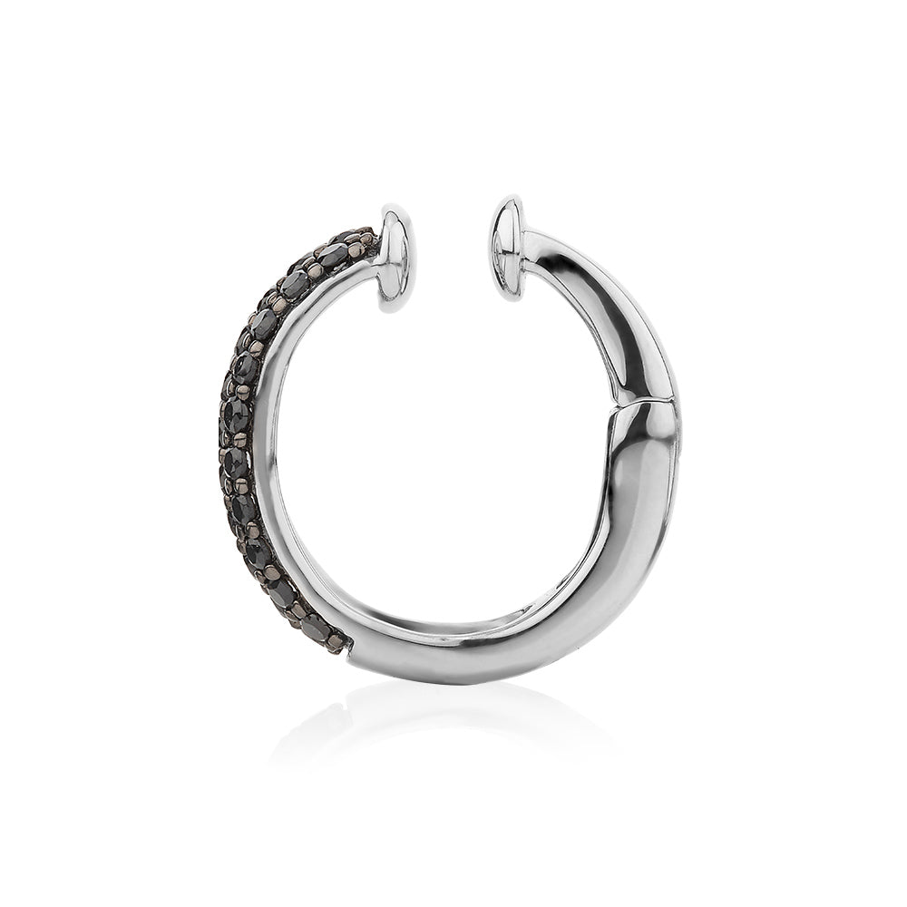 Single earring cuff with 0.29 carats* of diamond simulants in 10 carat white gold and sterling silver - Image 3
