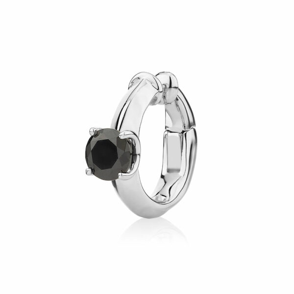 Single earring cuff with 0.46 carat* diamond simulant in 10 carat white gold and sterling silver