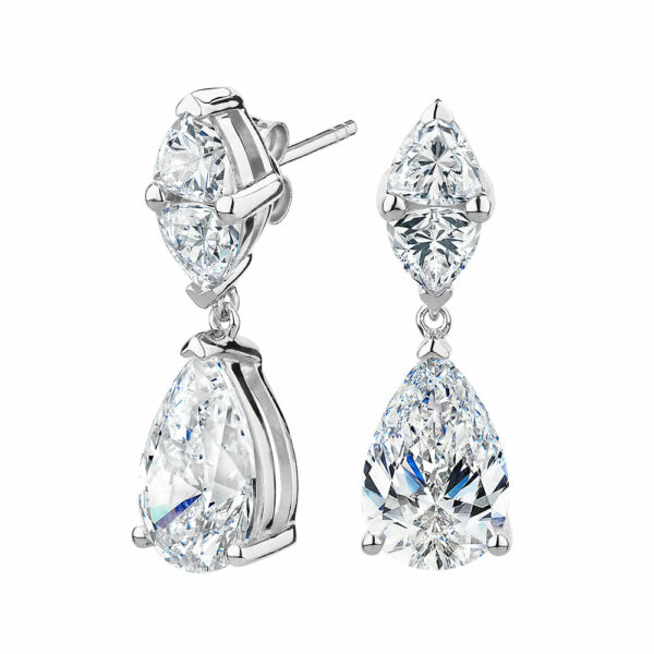 Pear and Trilliant drop earrings with 7.44 carats* of diamond simulants in sterling silver