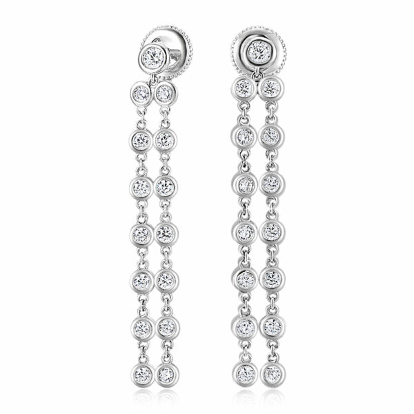 Round Brilliant drop earrings with 1.34 carats* of diamond simulants in sterling silver