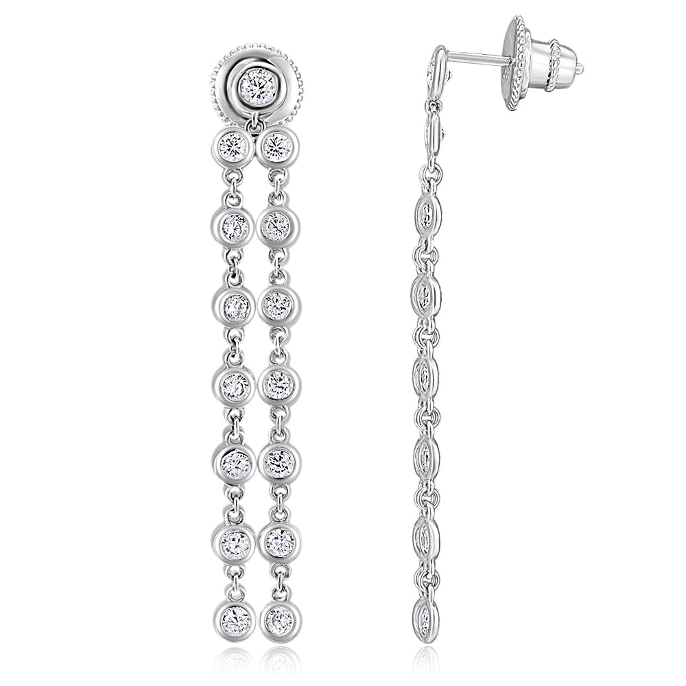 Round Brilliant drop earrings with 1.34 carats* of diamond simulants in sterling silver - Image 2