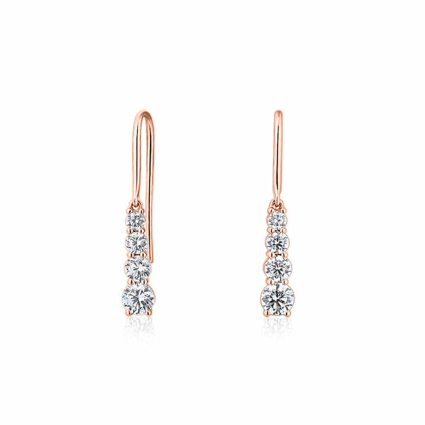 Round Brilliant drop earrings with 1.24 carats* of diamond simulants in 10 carat rose gold