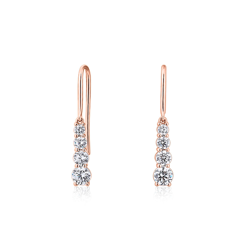 Round Brilliant drop earrings with 1.24 carats* of diamond simulants in 10 carat rose gold