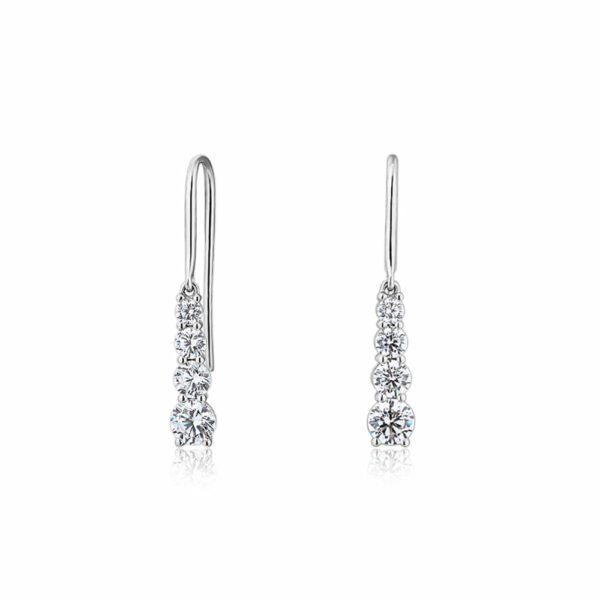 Round Brilliant drop earrings with 1.24 carats* of diamond simulants in 10 carat white gold