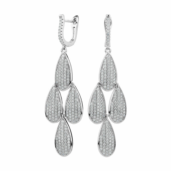 Round Brilliant drop earrings with 2.24 carats* of diamond simulants in sterling silver