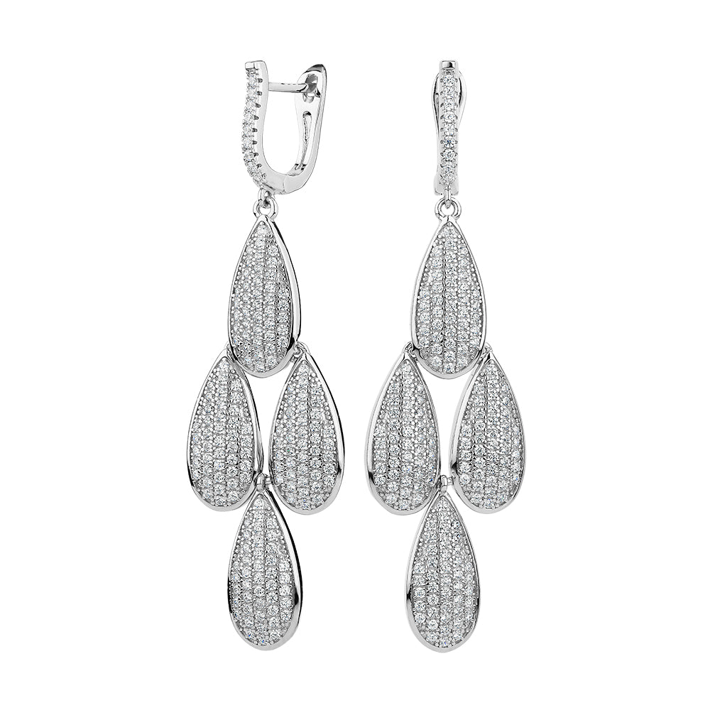 Round Brilliant drop earrings with 2.24 carats* of diamond simulants in sterling silver