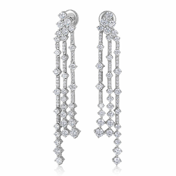 Round Brilliant drop earrings in sterling silver