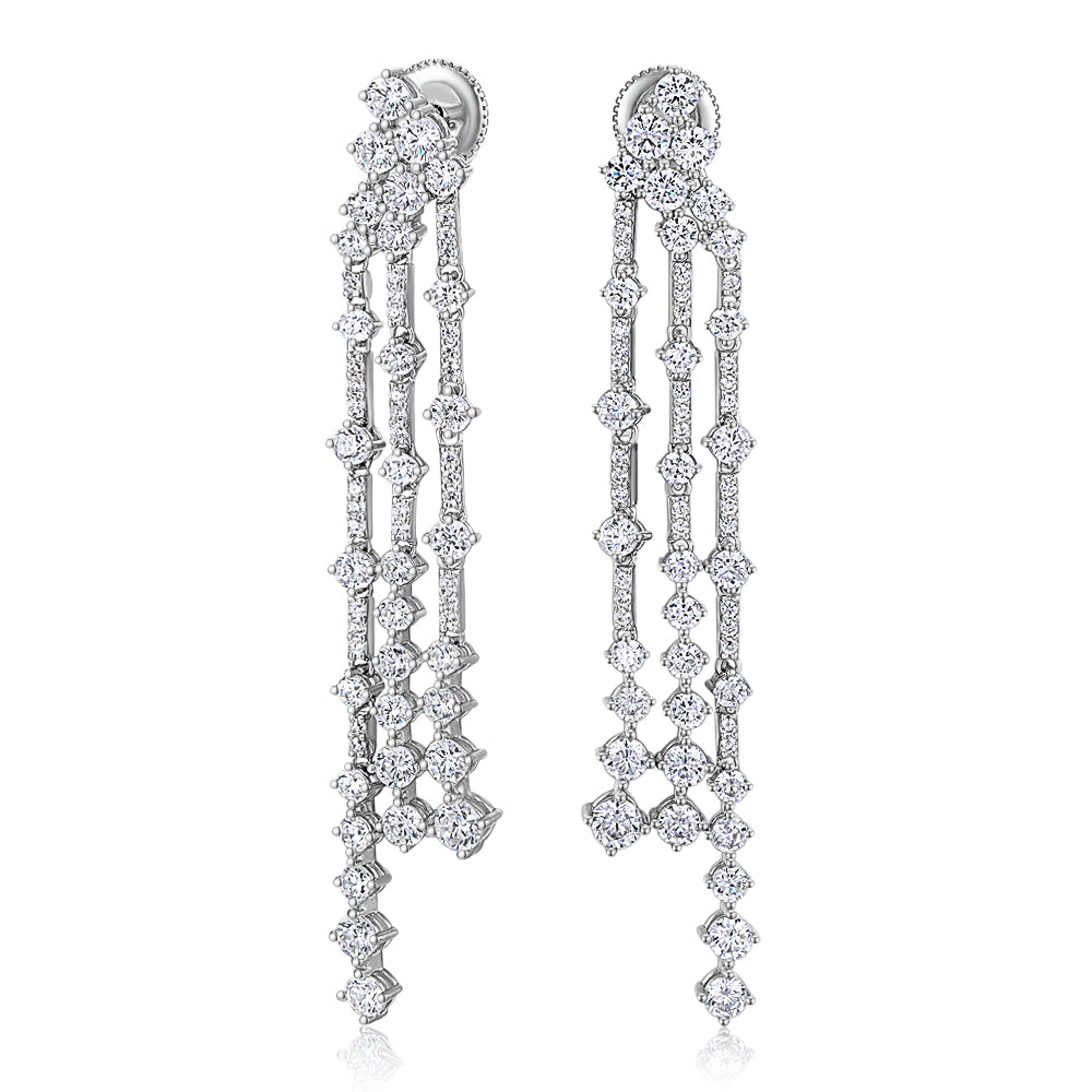 Round Brilliant drop earrings in sterling silver