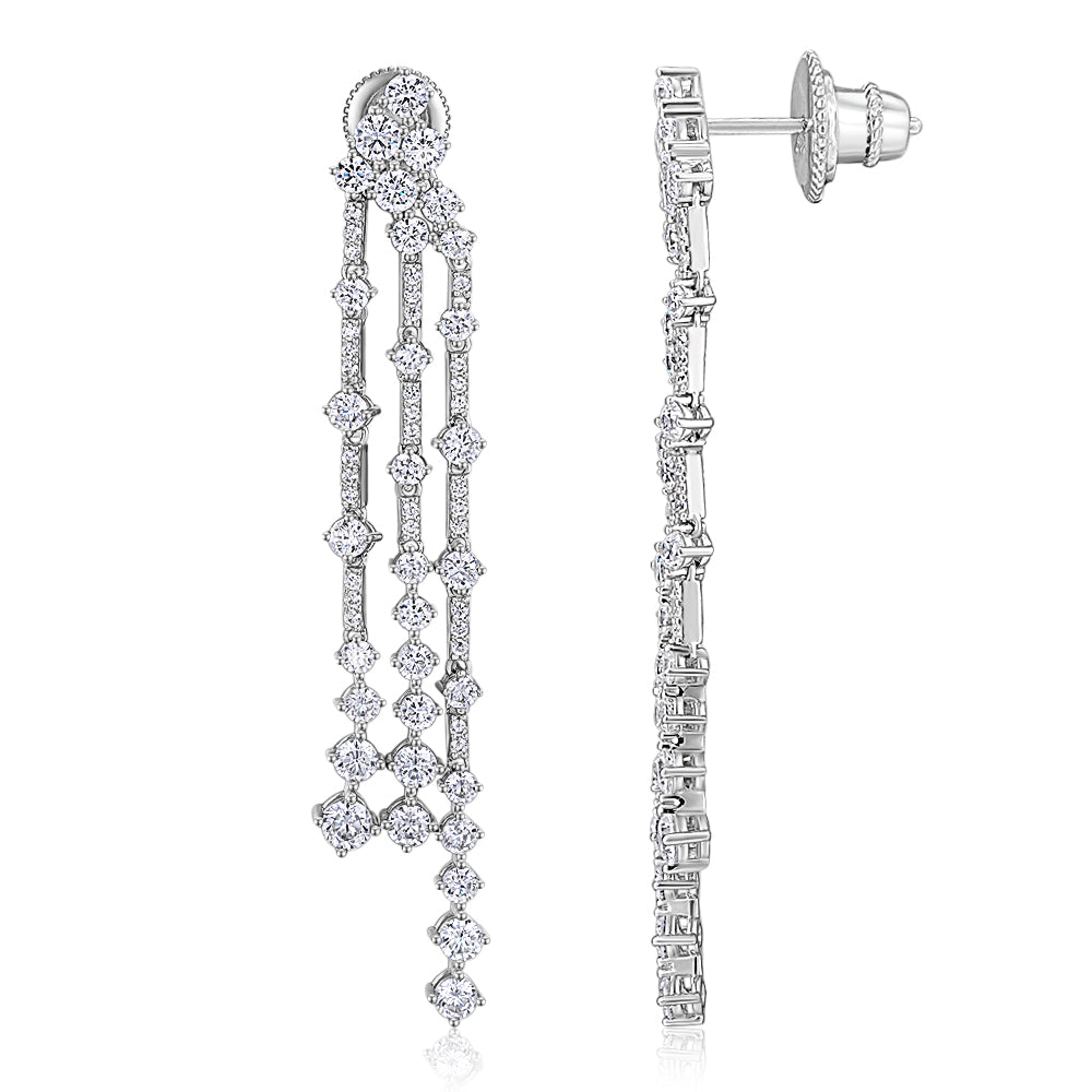 Round Brilliant drop earrings in sterling silver - Image 2