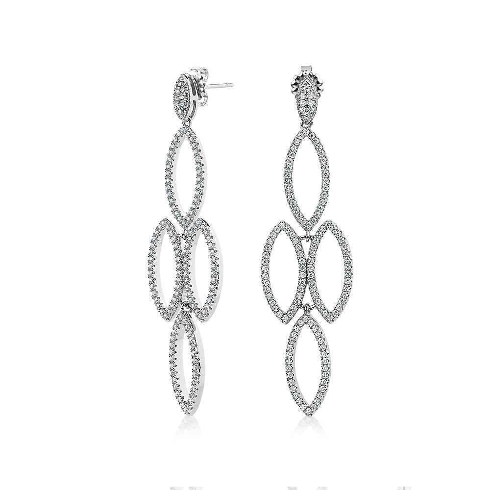 Round Brilliant drop earrings with 0.64 carats* of diamond simulants in sterling silver