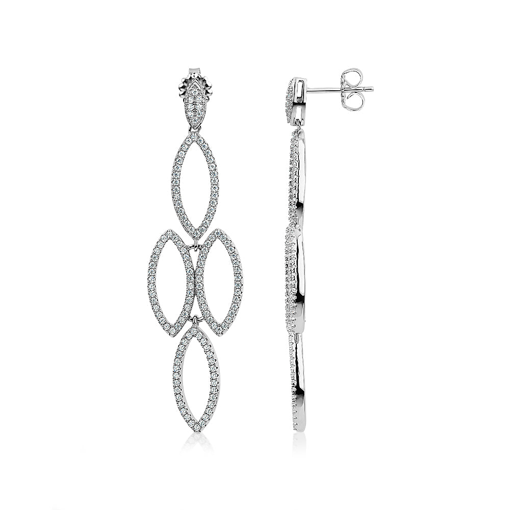 Round Brilliant drop earrings with 0.64 carats* of diamond simulants in sterling silver - Image 2