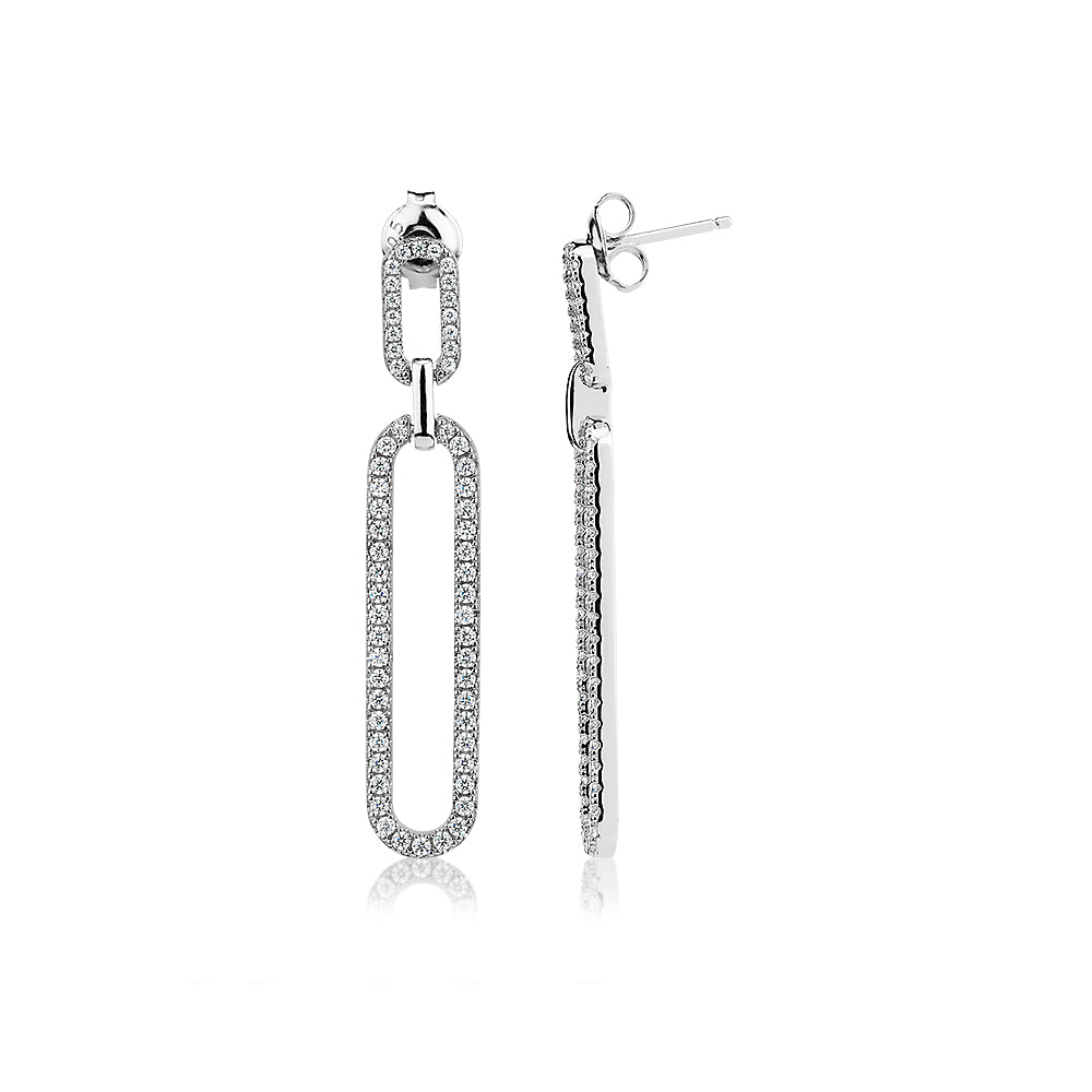 Round Brilliant drop earrings with 1.01 carats* of diamond simulants in sterling silver - Image 2