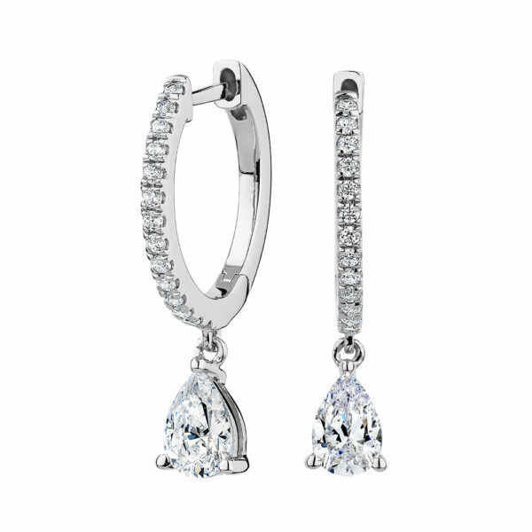 Pear and Round Brilliant drop earrings with 0.92 carats* of diamond simulants in sterling silver