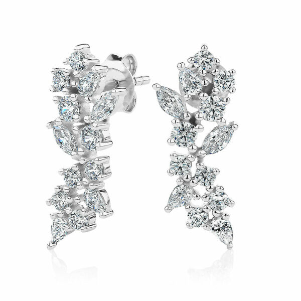 Marquise and Round Brilliant fancy earrings in sterling silver