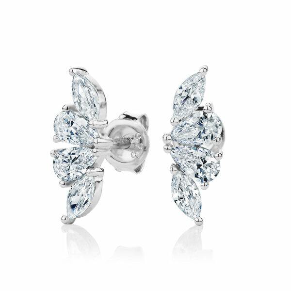 Pear and Marquise climber earrings in sterling silver