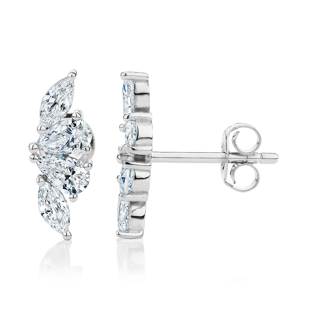 Pear and Marquise climber earrings in sterling silver - Image 2