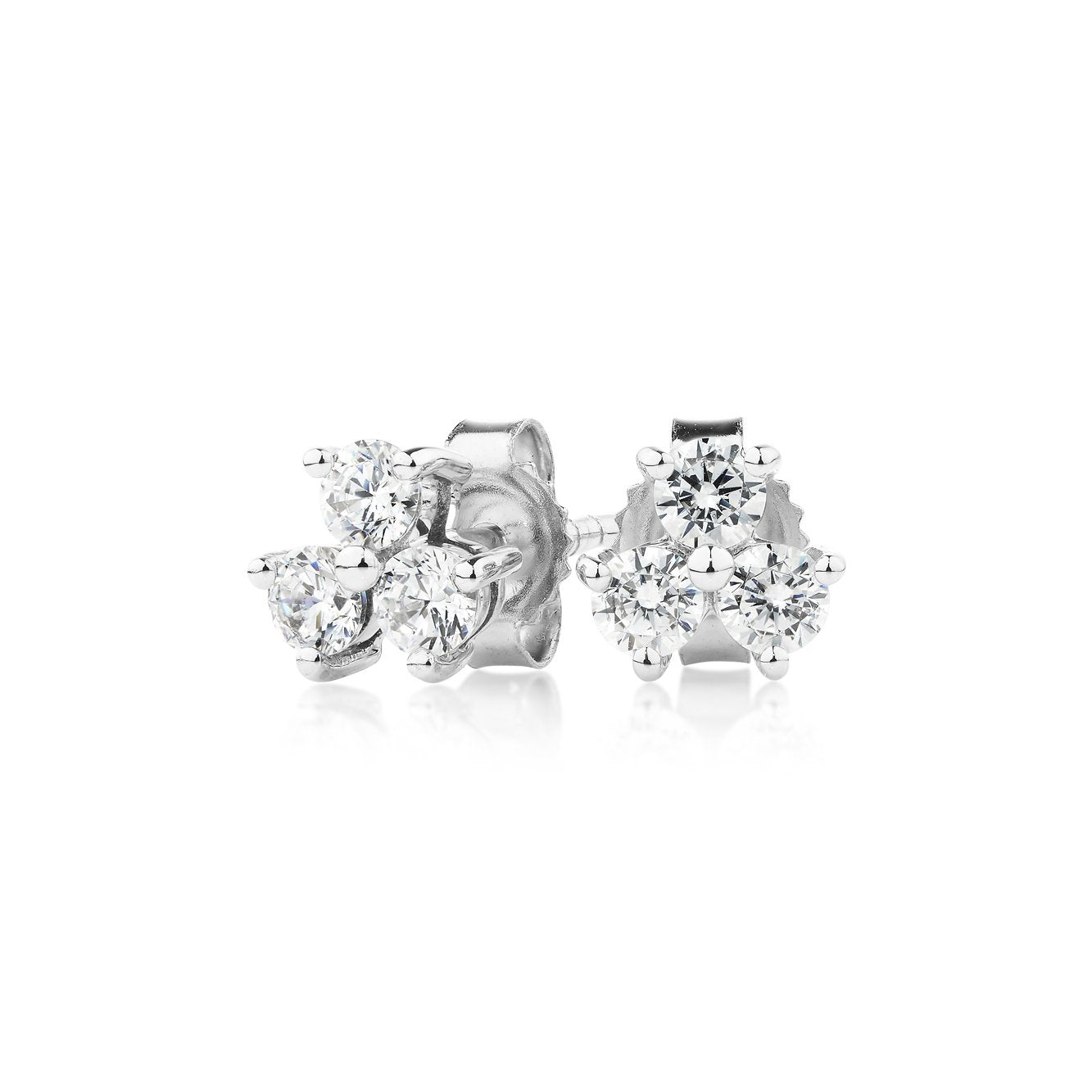 Round Brilliant stud earrings with 0.36 carats* of diamond simulants in 10 carat white gold