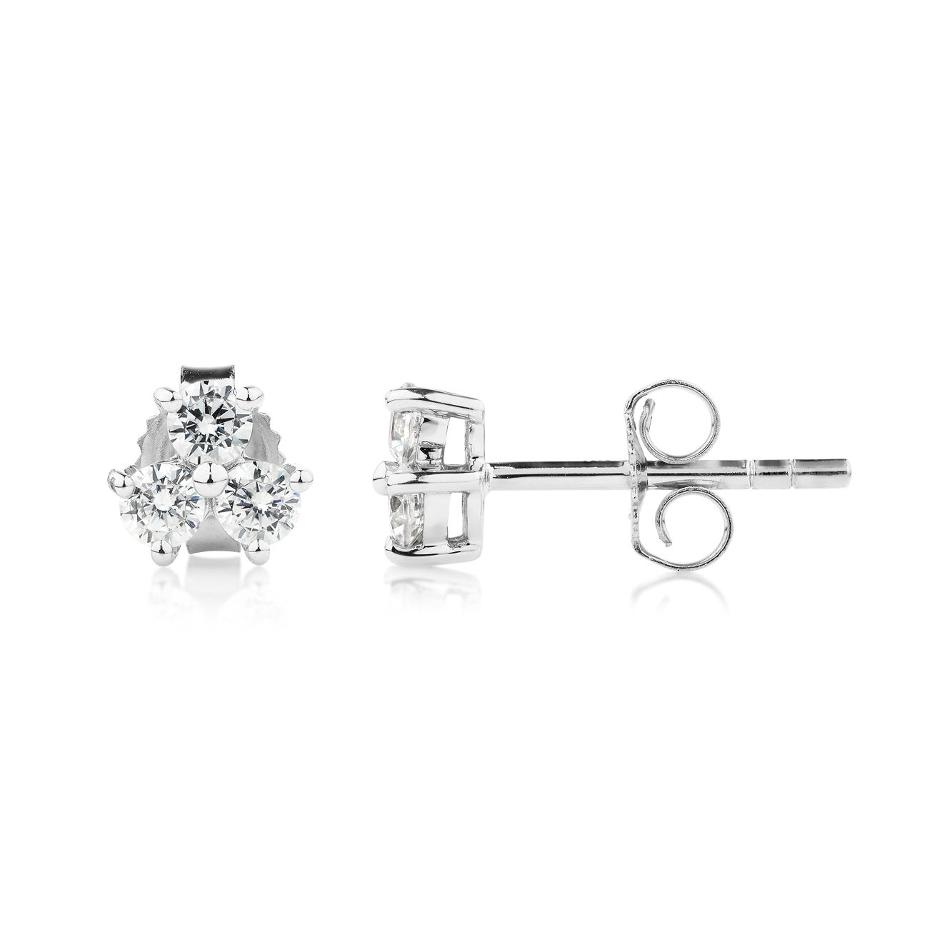 Round Brilliant stud earrings with 0.36 carats* of diamond simulants in 10 carat white gold - Image 2