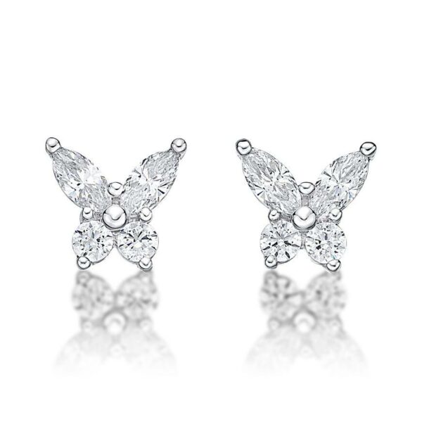 Round Brilliant and Marquise stud earrings with 0.8 carats* of diamond simulants in 10 carat white gold