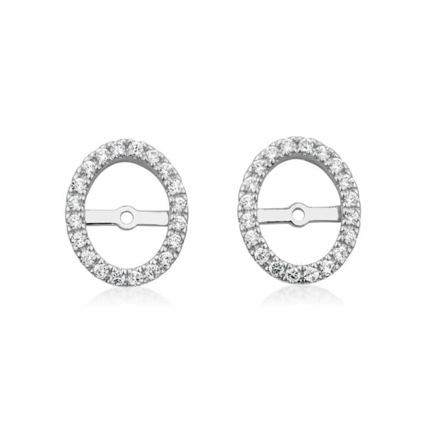 Oval halo earring enhancer with 0.4 carats* of diamond simulants in sterling silver