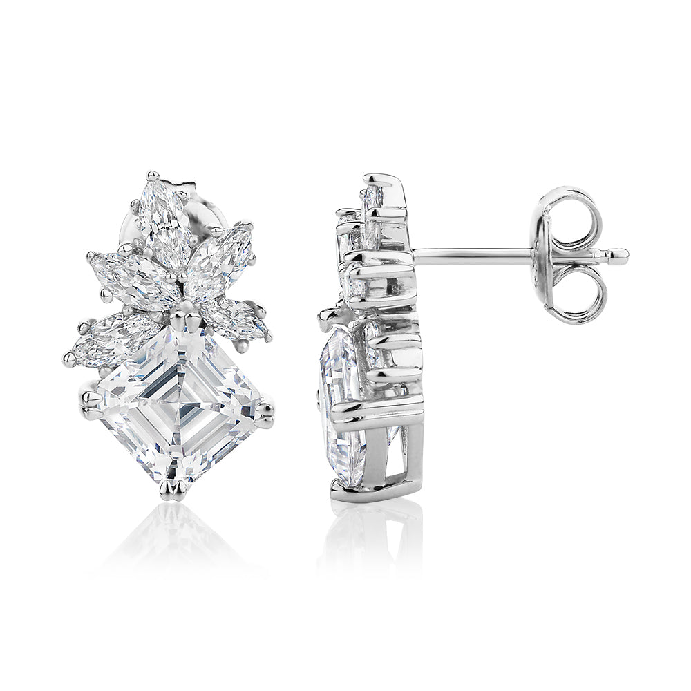 Statement earrings with 5.24 carats* of diamond simulants in sterling silver - Image 2